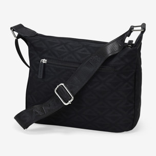 Bolso bandolera negro en nailon con bolsillos