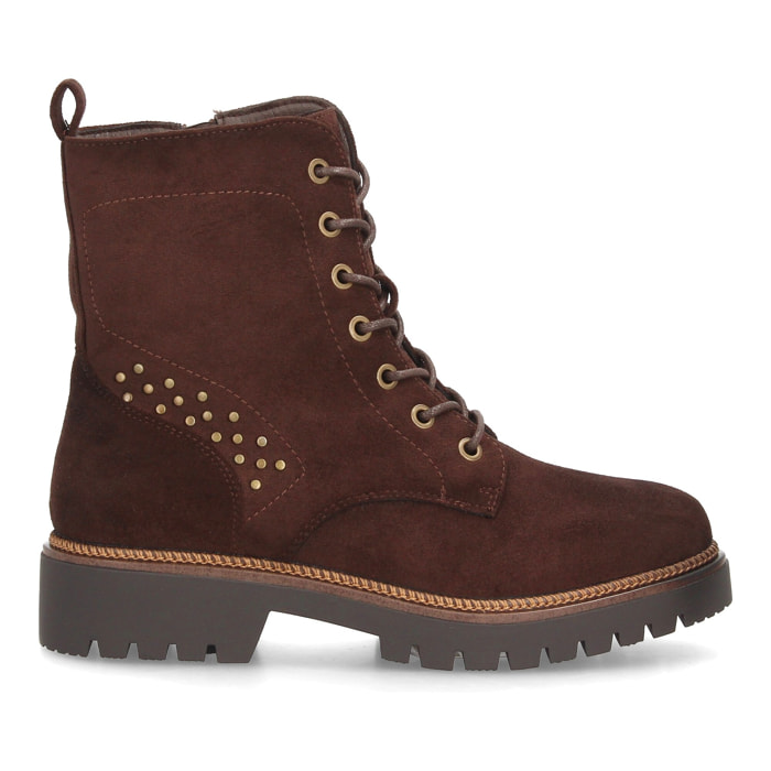 Botines militares con cordones y tachuelas para mujer