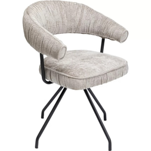 Chaise avec accoudoirs pivotante Arabella grise Kare Design