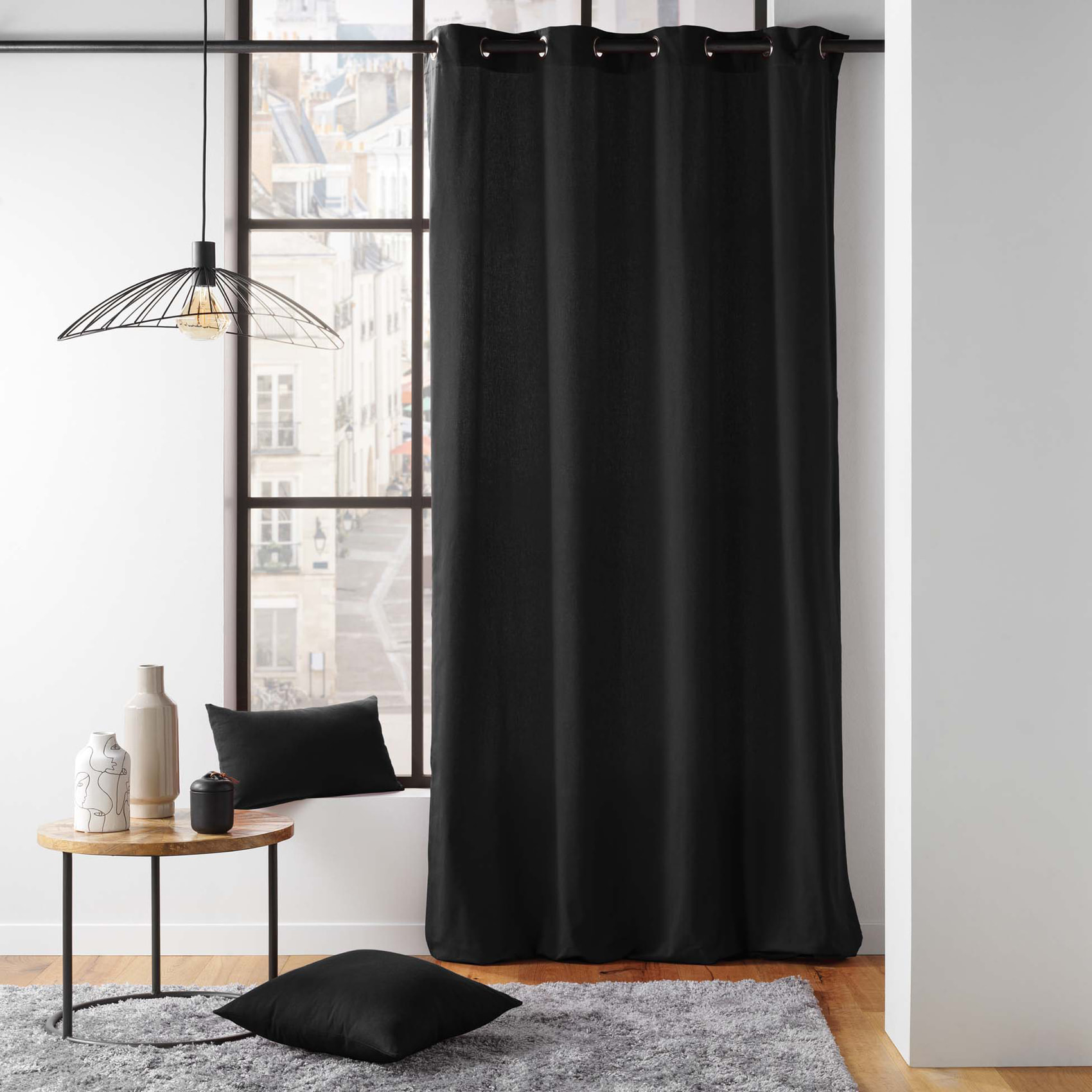 Rideau en poly-coton recyclé - Noir