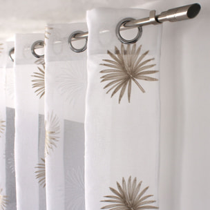 Voilage tamisant brodé  végétal - Beige