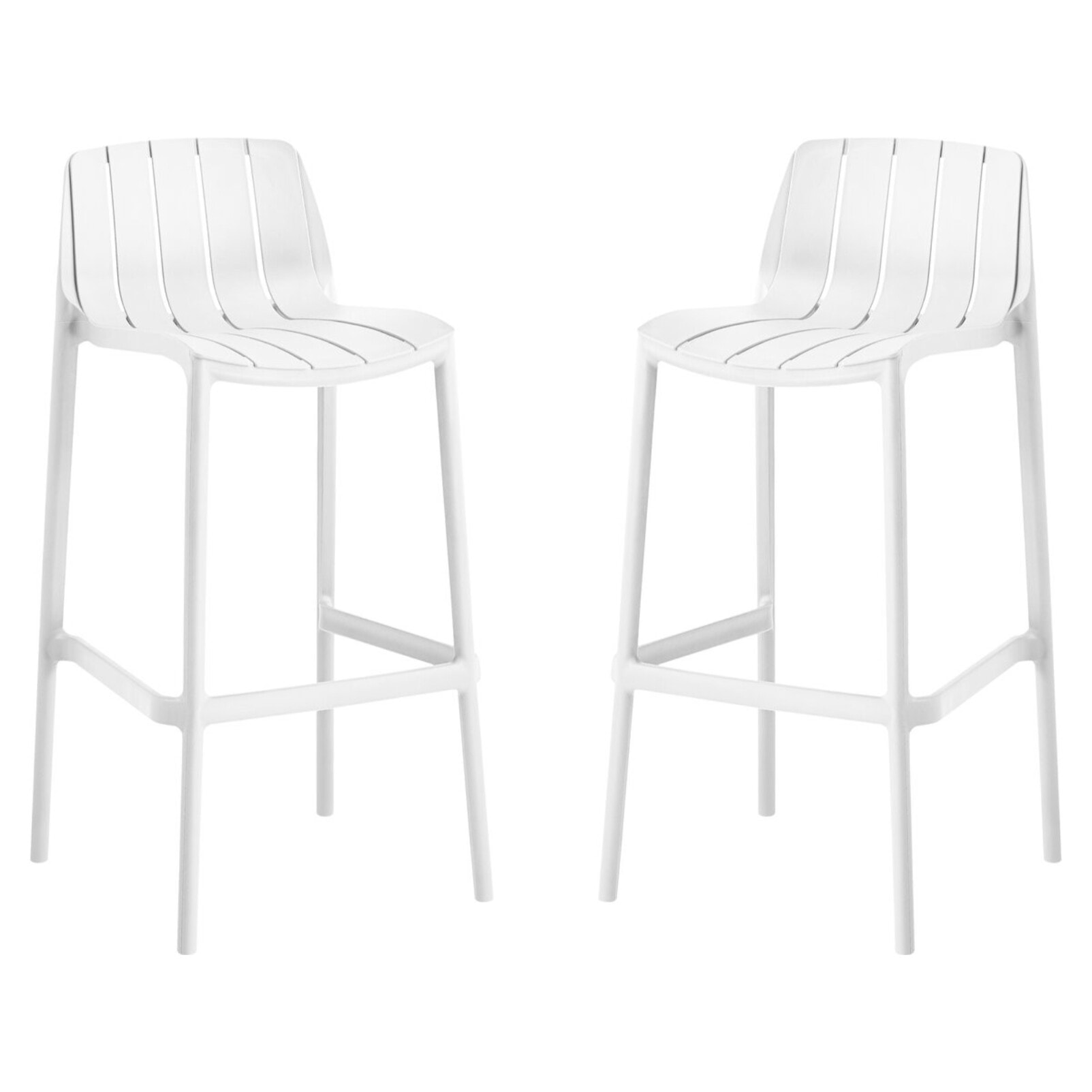Lot de 2 chaises hautes de jardin empilable "Vaena" - Blanc
