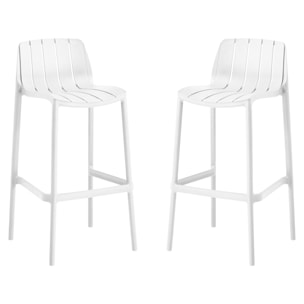Lot de 2 chaises hautes de jardin empilable "Vaena" - Blanc