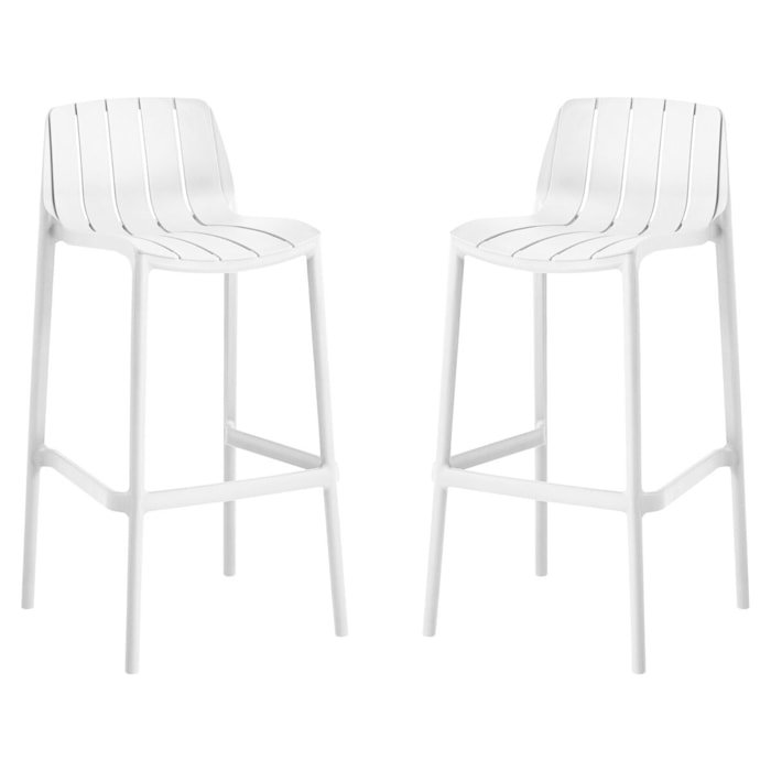 Lot de 2 chaises hautes de jardin empilable "Vaena" - Blanc