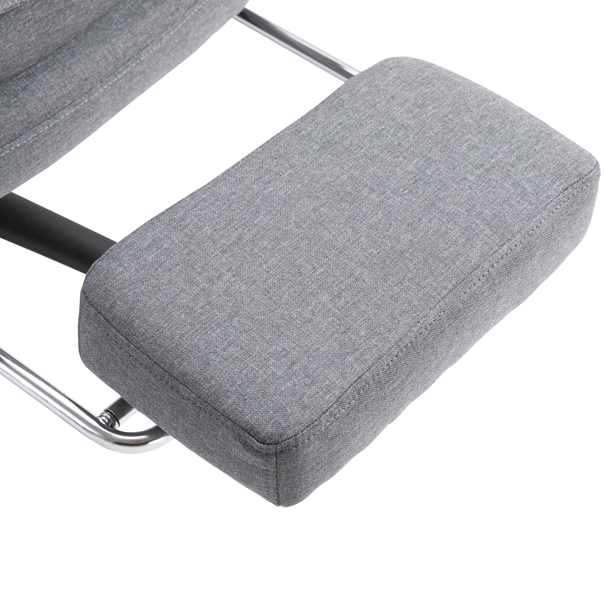 Fauteuil de bureau direction massant hauteur réglable dossier inclinable repose-pied intégré toile de lin gris chiné