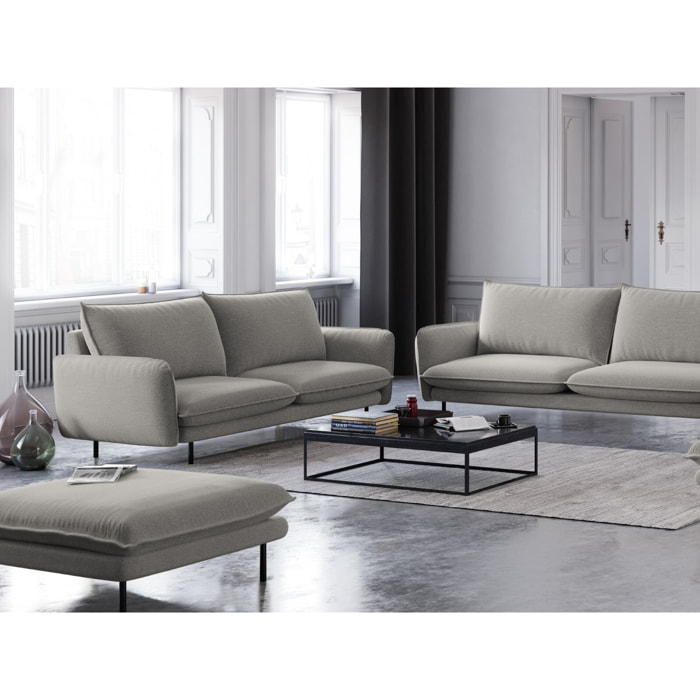 Pouf "Vienna" en tissu structurel gris clair