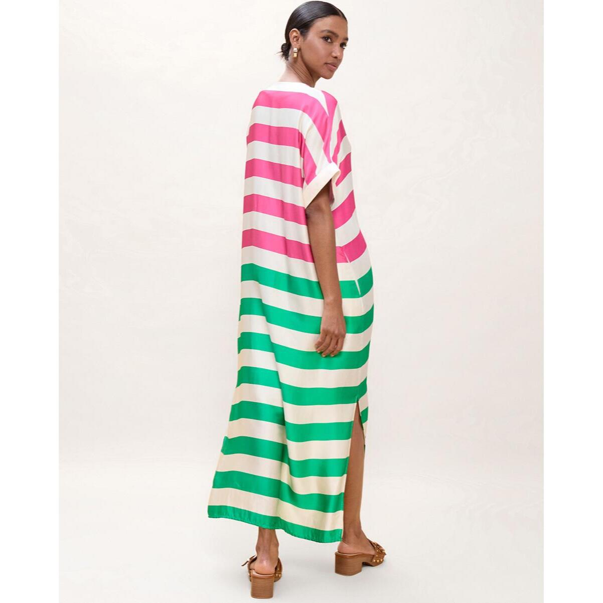 Abito lungo a righe tricolori