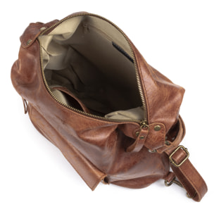 FIRENZE ARTEGIANI Borsa Zaino Donna Irene. Vera Pelle Scamosciata Stone Washed Made in Italy 31x13x32 Cm. Colore: pelle