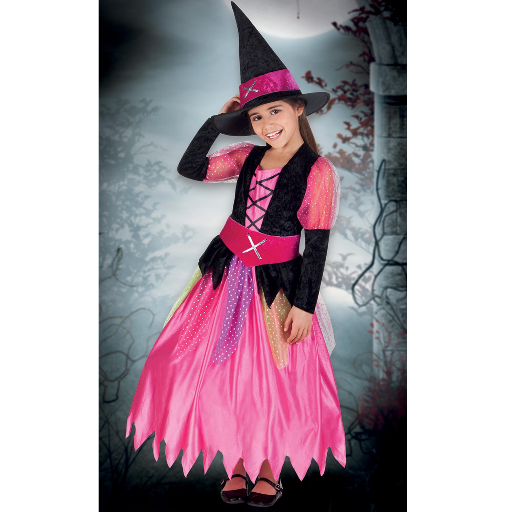 Costume Halloween Bambina Streghetta Rosa Pretty Witch Taglia 7-9 Anni