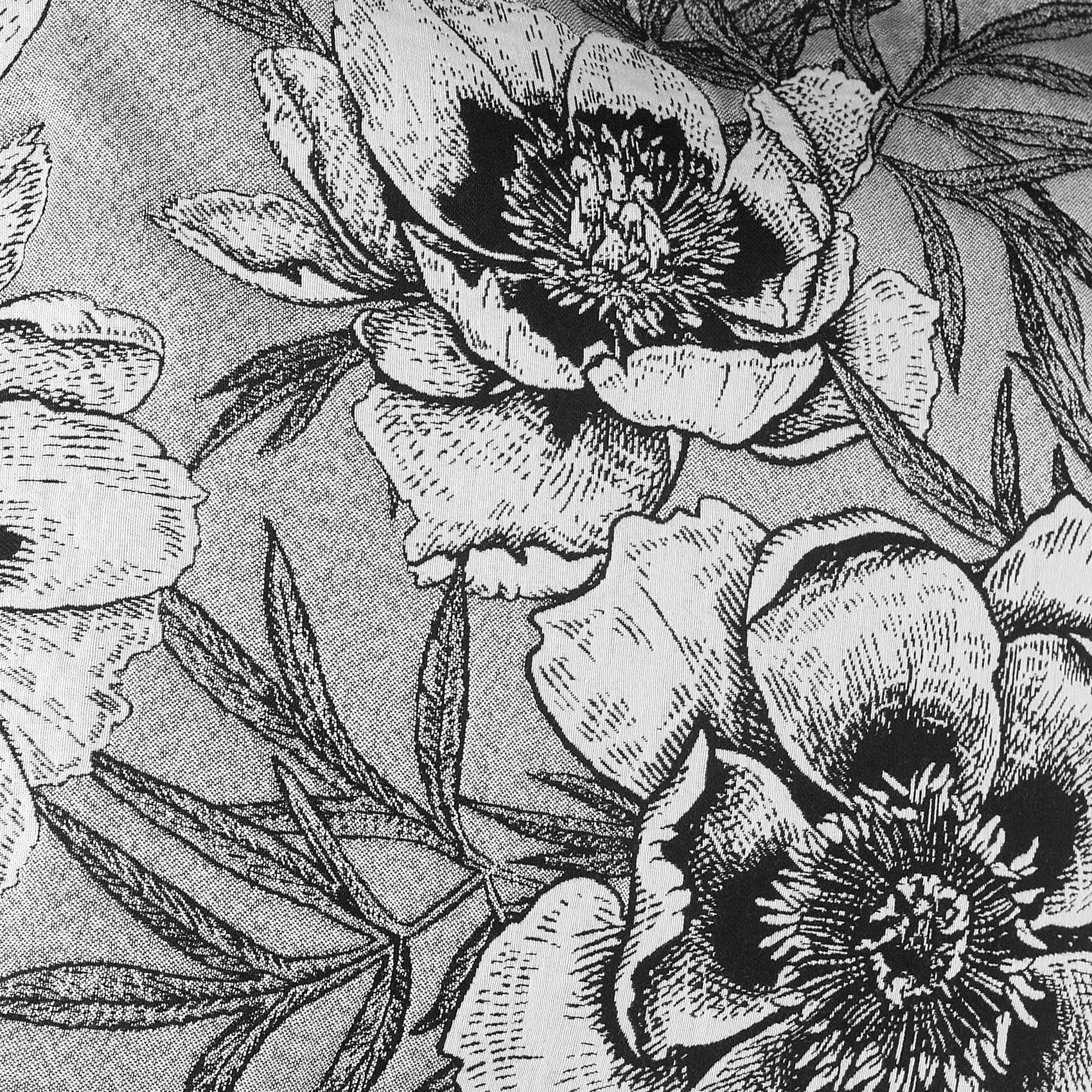 Coussin passepoilé aux impressions florales - Gris Perle