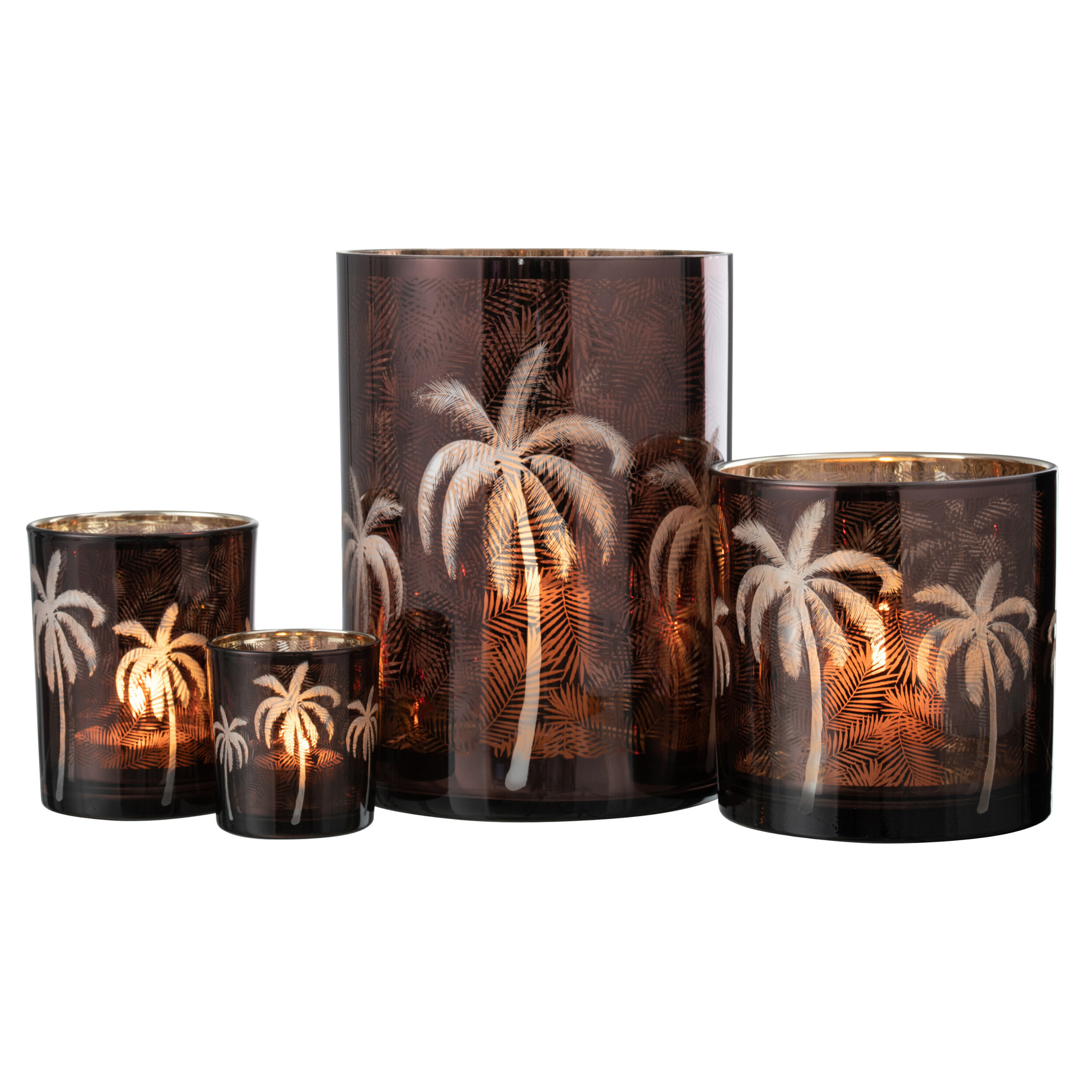 J-Line photophore Palmier - verre - marron - extra large