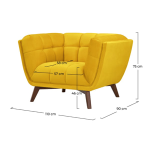 Fauteuil Mona en velours jaune