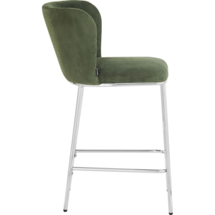 Lot de 2 tabourets de bar en velours côtelé, piètement chromé - TOMA