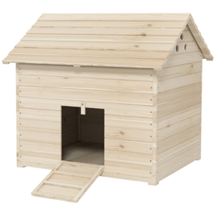 Maison pour rongeur - niche en bois - grand nichoir canard - 100 x 82 x 91 cm - naturel
