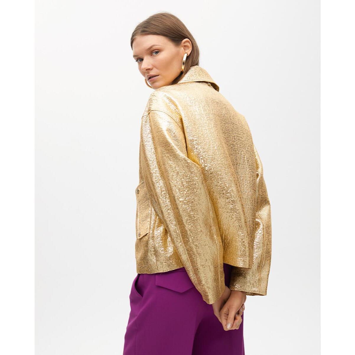 Bomber dorato effetto craquelé