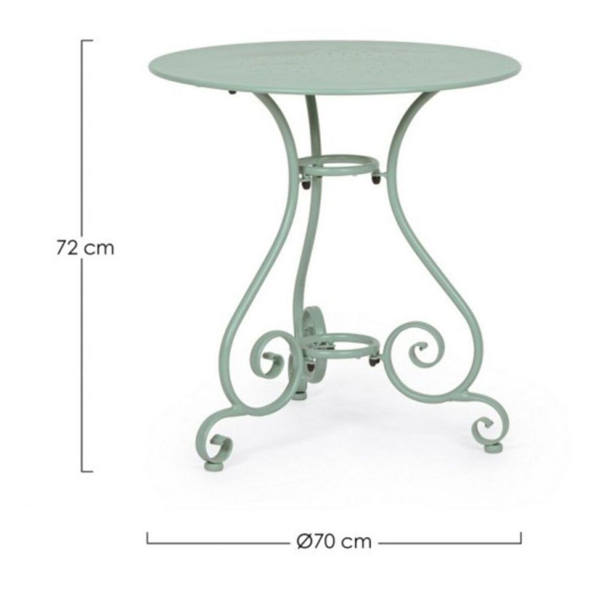 Tavolo ETIENNE in acciaio verde chiaro Ø70 cm