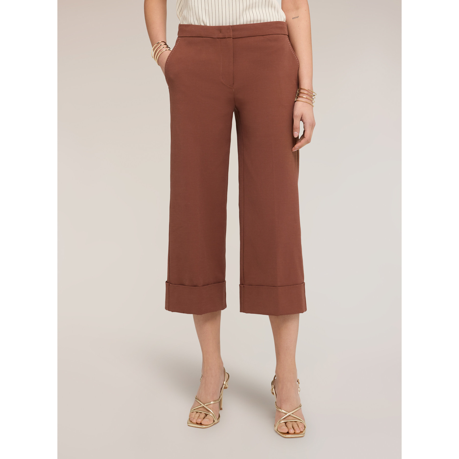 Motivi - Pantaloni cropped The Tailoring Lab - Marrone