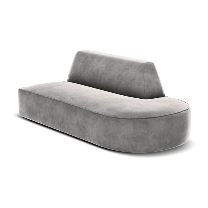 Canapé modulable droit "Charles" 2 places en velours gris clair