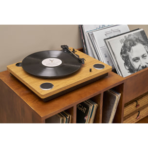 Buffet de rangement vinyles en bois manguier massif teinté et métal L90 cm BOOGIE