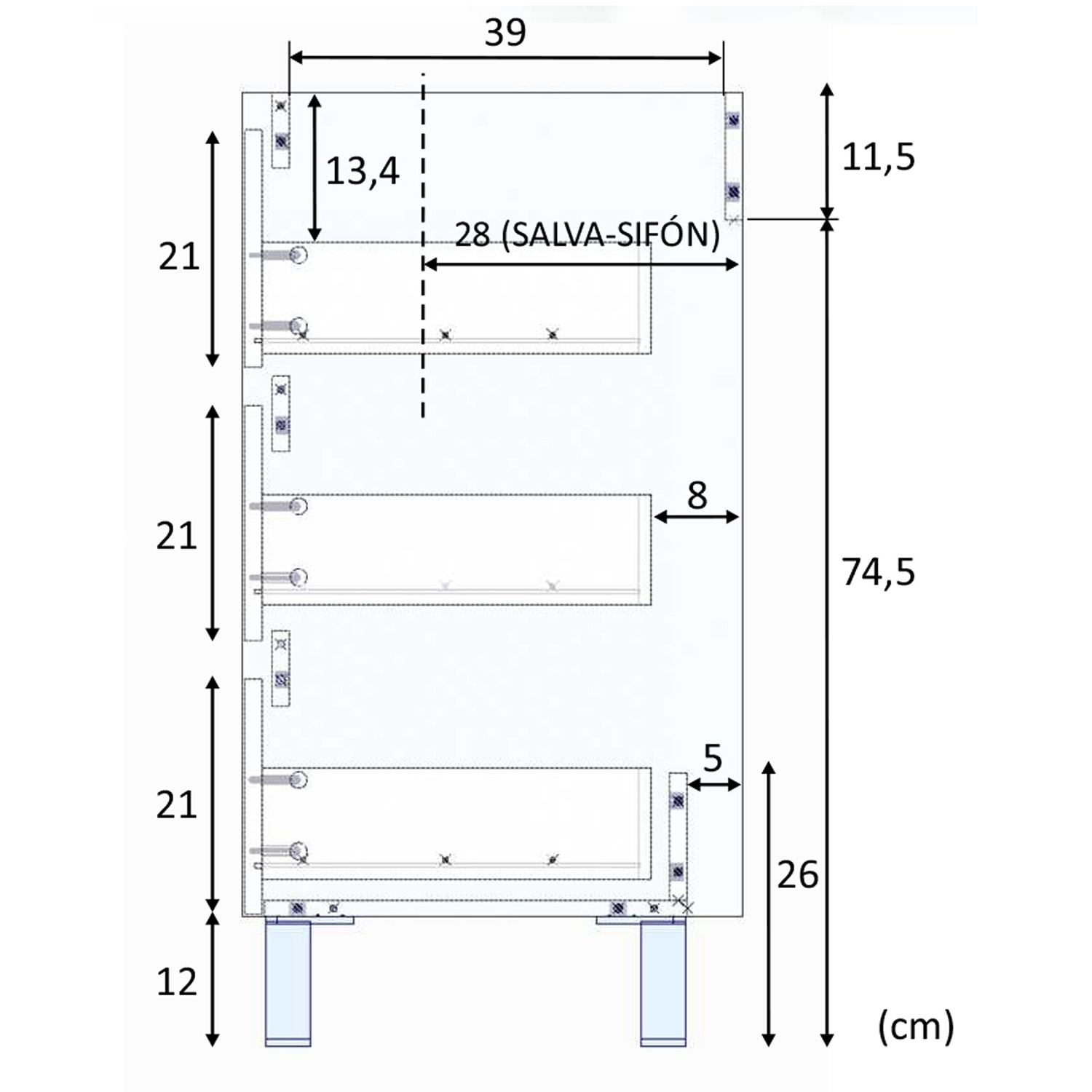 Mueble baño devin 3c 100cm color nordik con espejo, sin lavabo