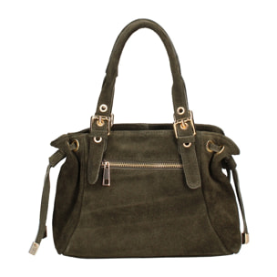 Borsa a mano da donna Made in Italy - Modello Elara Nova - Pelle scamosciata - 14.0 x 8.0 x 25.0 cm