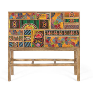 Consola de Madera de Mango 100 Cm Estilo Boho Étnico