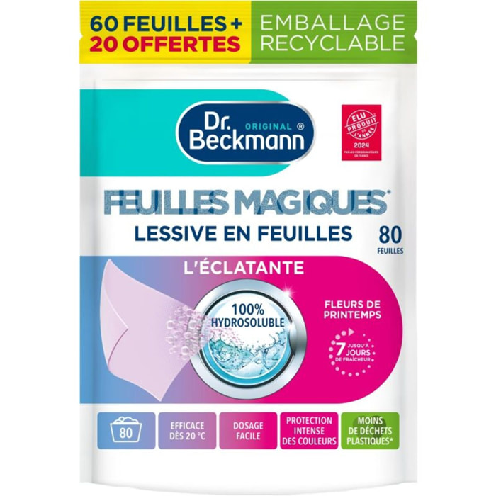 Lessive DR BECKMANN Feuilles Magiques - L'Eclatante x80 lavages (60+20)