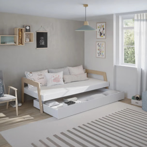 Cama doble juvenil Misty Haze Blanco - Oak Soft