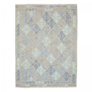 Tapis kilim au motif géométrique, tissage plat naturel, OJAG