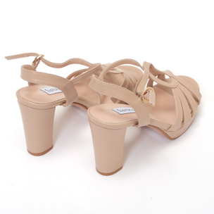 Sandali in simil pelle con tacco alto comodo