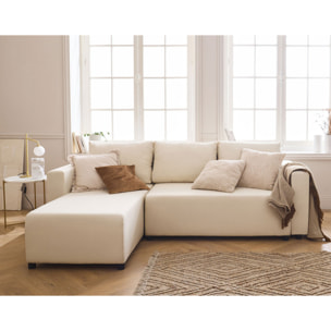 Regala - canapé d'angle réversible - 4 places - convertible avec coffre - en tissu - Beige