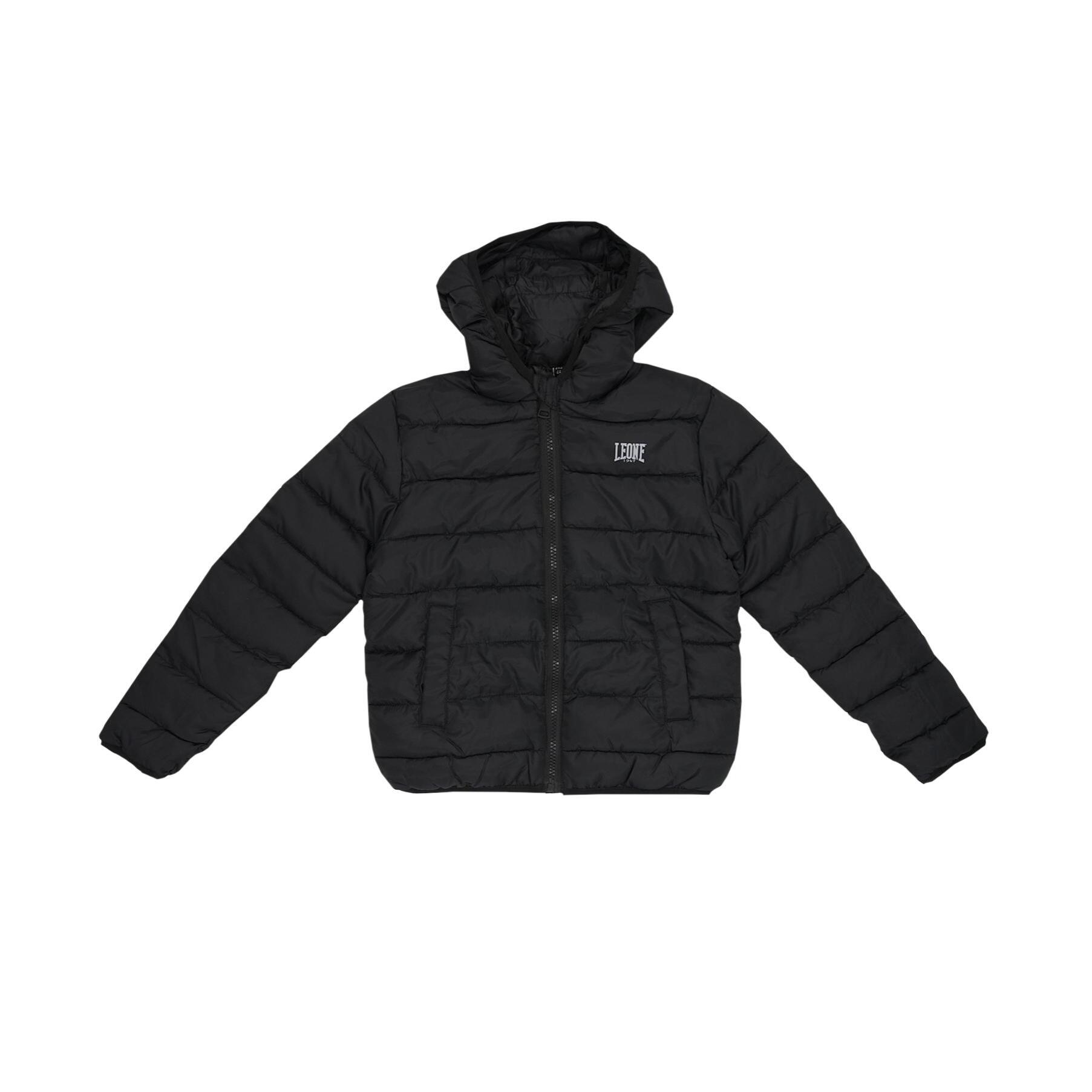Chaqueta de plumón de nailon para niños Leone 1947 Neon con capucha y cremallera