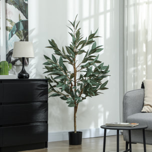 Laurel Artificial 150 cm Planta Artificial con Maceta y Hojas Planta Artificial Decorativa para Interior Verde