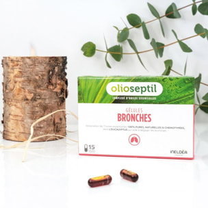 OLIOSEPTIL - Gélules Bronches - Complexe d'huiles essentielles pures - Gélules végétales L-Vcaps - Dès 15 Ans - Aide à dégager les bronches et assainir les voies respiratoires