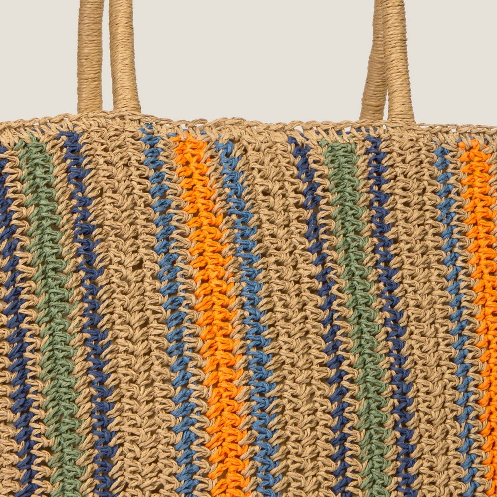 Bolso de playa rayas Rasqi color marfil natural Fibras naturales