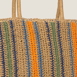 Bolso de playa rayas Rasqi color marfil natural Fibras naturales