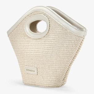Capazo de mano beige en rafia