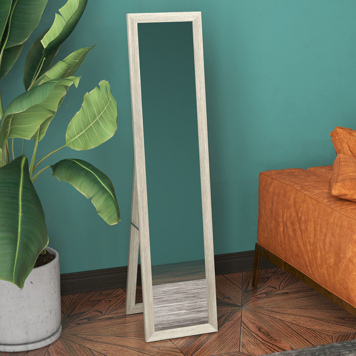 HOMCOM Espejo de Pie Cuerpo Entero 157x37 cm, Espejo de Cuerpo Entero con Soporte, 3 Formas de Uso, Independiente, Montaje Pared y Apoyado, para Salón, Entrada, Dormitorio, Gris