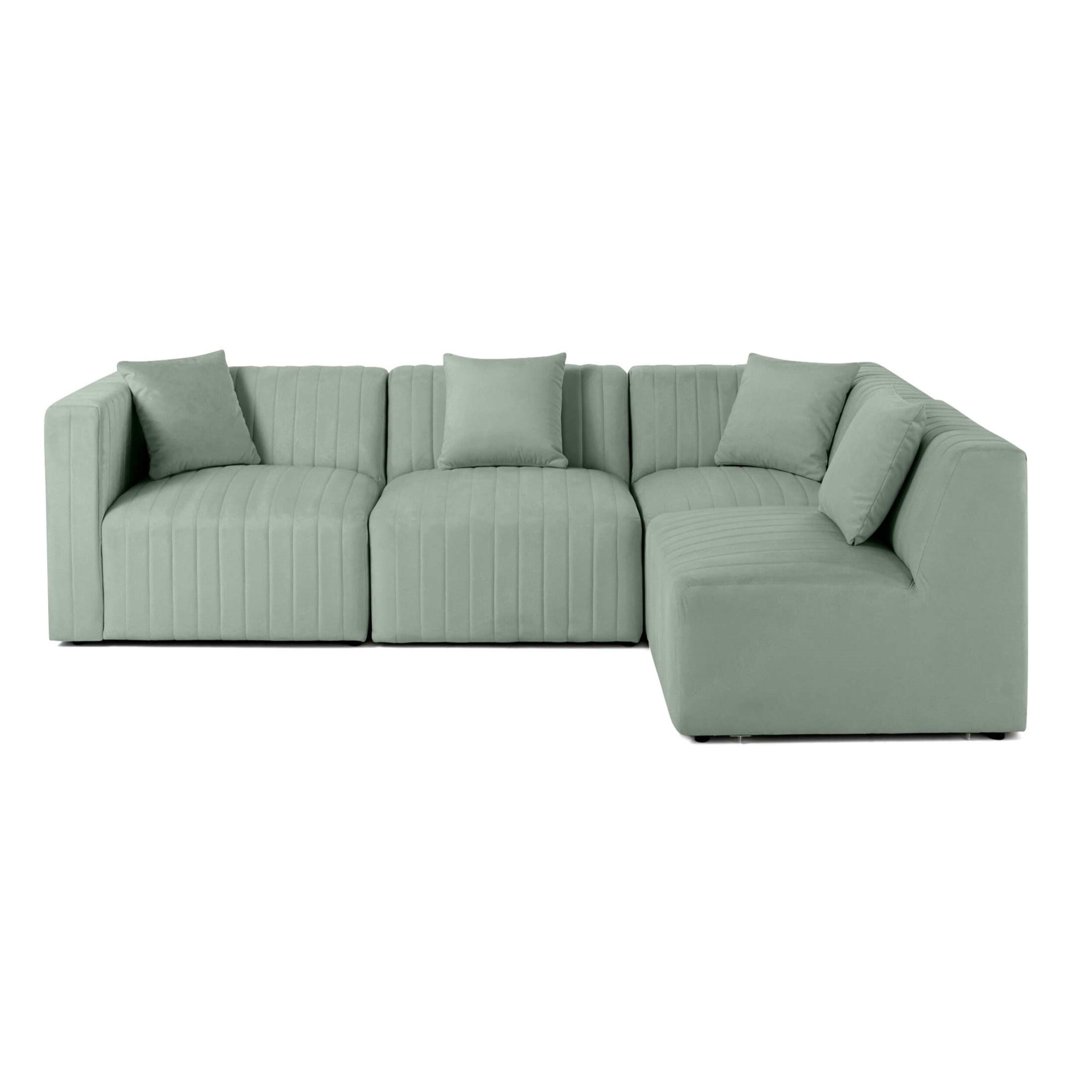 Nova - canapé modulable d'angle droit - 5 places - en velours - Bleu