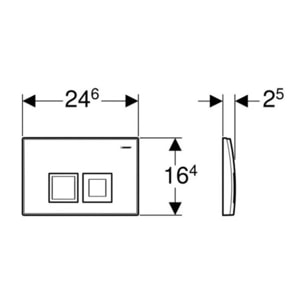 Delta35 plaque de déclenchement double touche, chrome mat  (Delta-2)