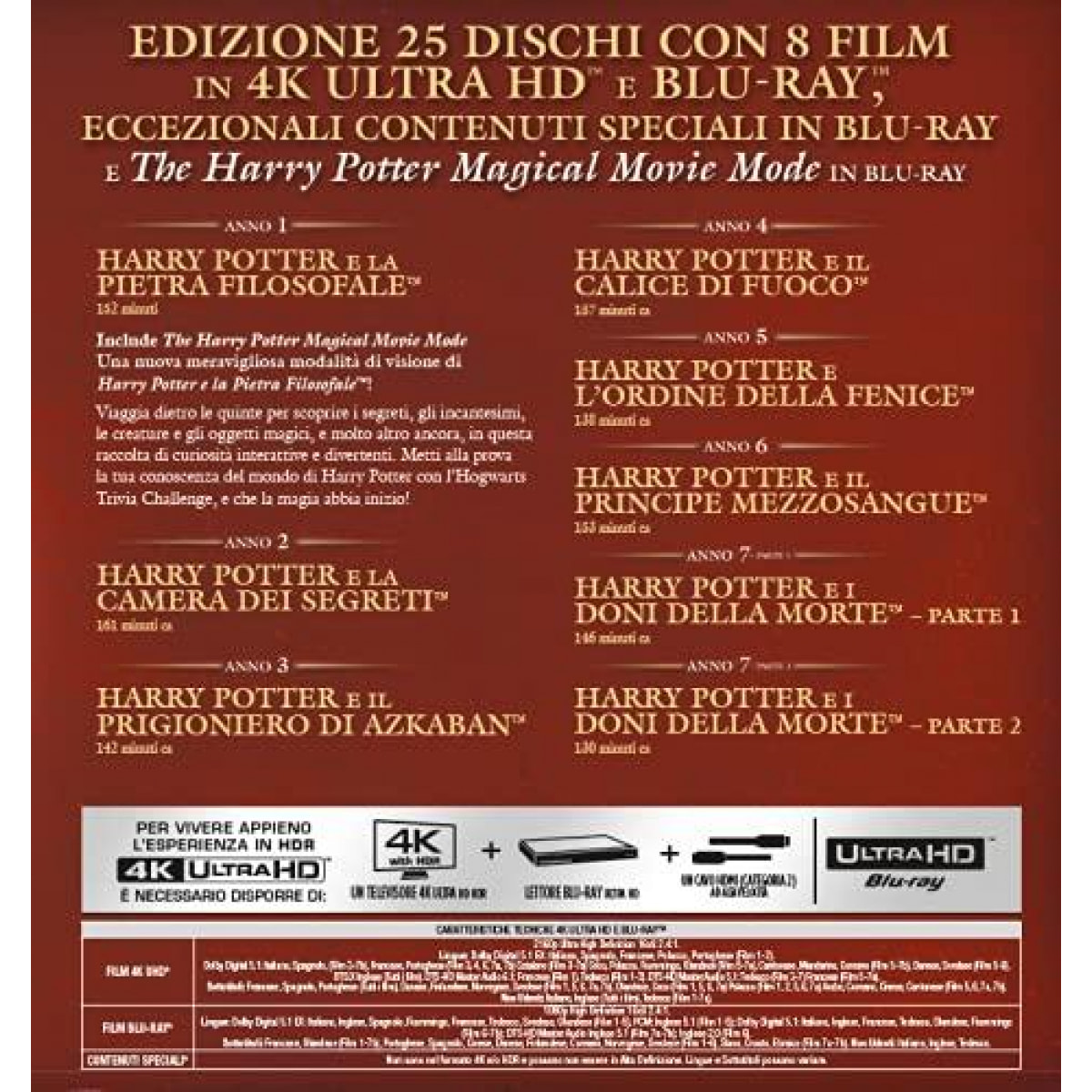 Harry Potter Cofanetto Speciale Espresso Per Hogwarts 4k Ultra Hd Blu-ray Warner Bros.