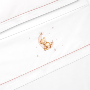 Triptico Minicuna Estampado Oso Luna Estrellas Bco/Rosa