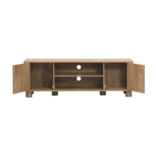 Meuble TV exotique effet bois de manguier 2 portes 155cm Pondi