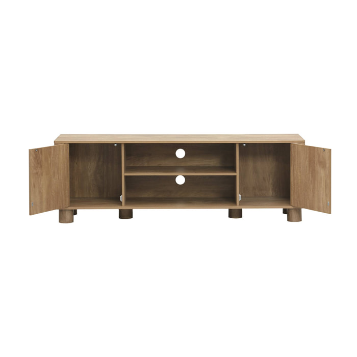 Meuble TV exotique effet bois de manguier 2 portes 155cm Pondi