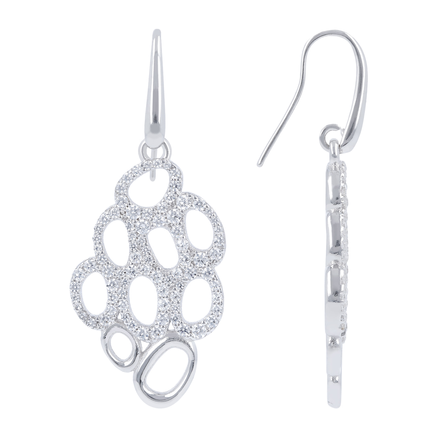 Orecchini a Lampadario con Pavé di Cubic Zirconia in Argento 925
