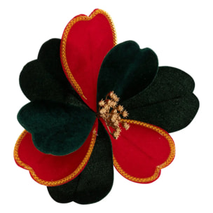 Sujet magnolia H.22cm rouge et vert