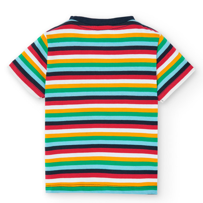 Camiseta multicolor con mangas cortas y rayas