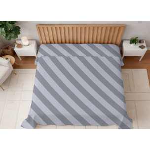 Copriletto Piquet 100% Cotone Made in Italy Fantasia Rigata Disegno Elite Grigio