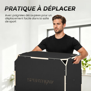 Box jump - box de pliométrie - boite de saut - 3 hauteurs 51/61/76H cm - charge max. 120 Kg - contreplaqué antidérapant noir