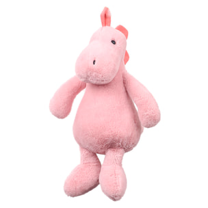 Peluche extrasuave y mullido. Diseño dinosaurio rosa. 40 cm.